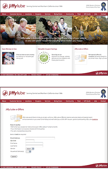 CyberSense built marketing applications for Jiffy Lube.