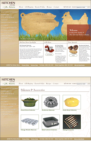 CyberSense built this e-commerce solution for J.K. Adams Kitchen Store.
